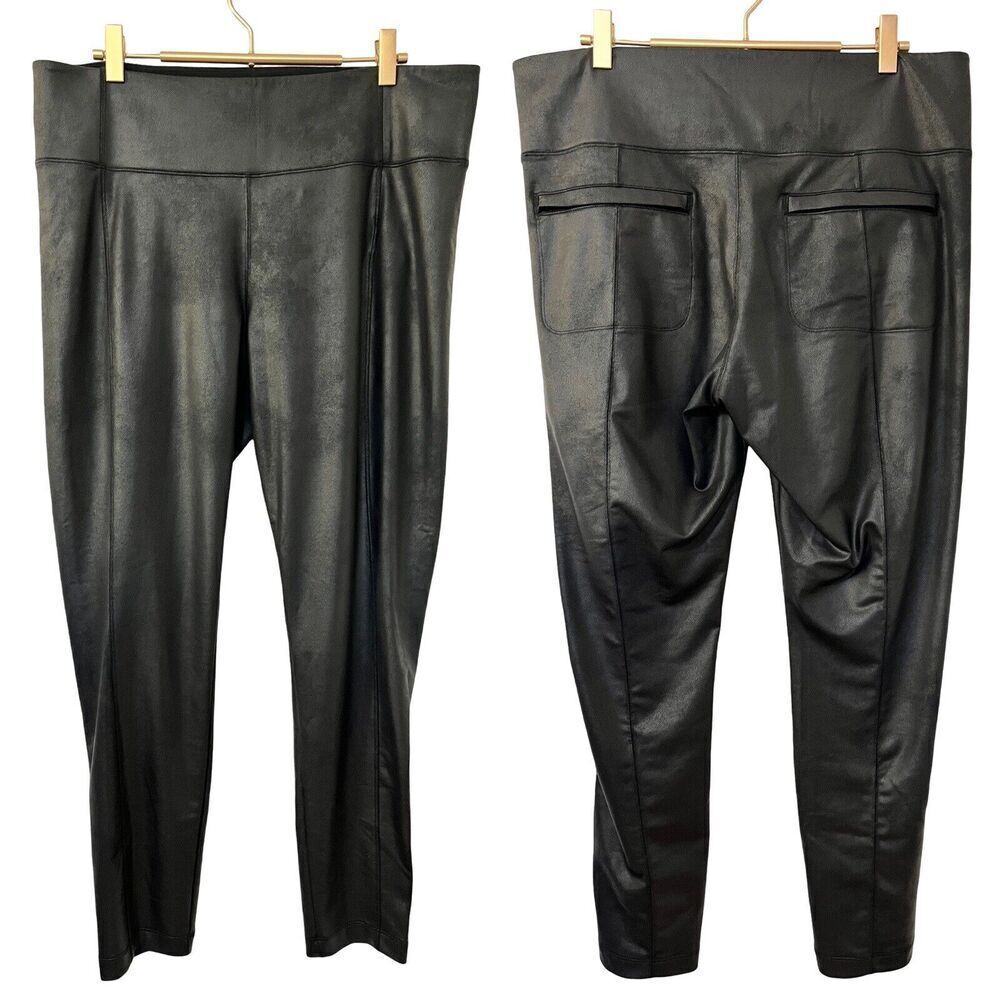 Athleta Delancey Gleam Tight Leggings Size XL Shiny Black Edgy Goth Rocker